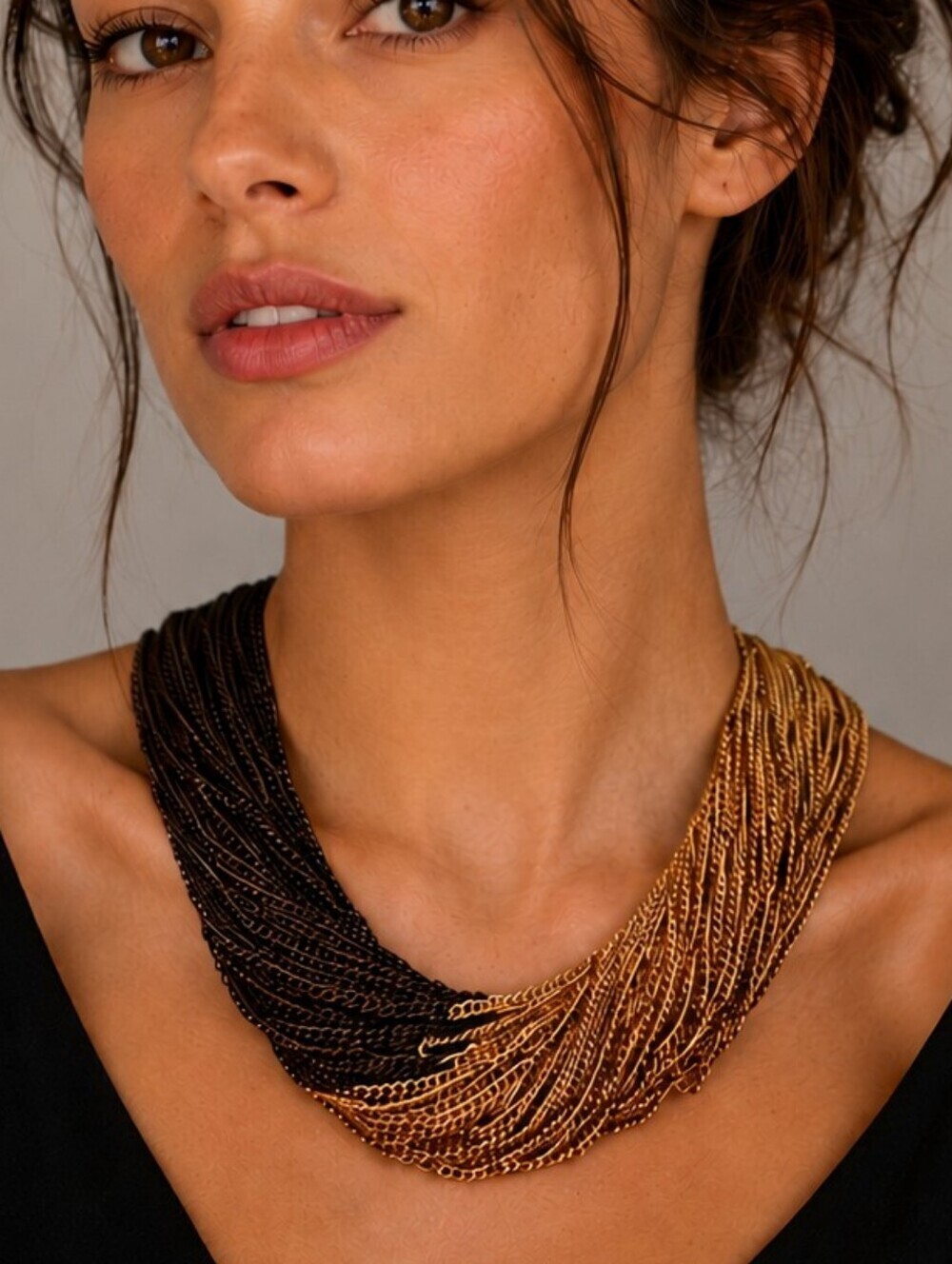 VTG 1990s Heavyweight Two-tone Chunky Chain Festival Statement Necklace